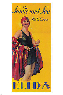 elida cremes GERMANY vintage AD poster WOMAN bathing suit 1926 24X36