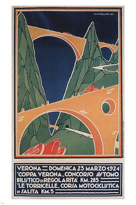 Copa Verona VINTAGE TRAVEL POSTER MANGLIO CAPPELLATO ITALY 1927 24X36 rare