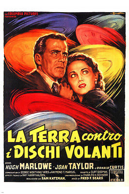 EARTH VS FLYING SAUCERS MOVIE POSTER Hugh Marlowe, Joan Taylor SCI-FI 24X36