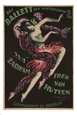 THE BALLET OF WINTER SEASON VINTAGE POSTER Josef Fenneker Germany 1919 24X36