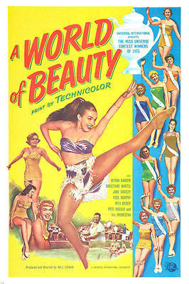 classic THE WORLD of BEAUTY movie poster PAGEANTS STARS GIRLS FUN 24X36