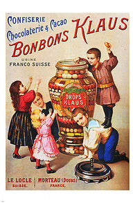 vintage BONBONS KLAUS poster 24X36 COLORFUL kids CHOCOLATE first rate RARE