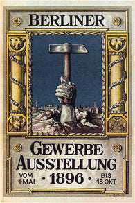 BERLIN TRADES EXHIBITION ludwig sütterlin GERMANY vintage ad poster 1896