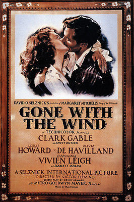 selznick's GONE WITH THE WIND movie poster vivian LEIGH clark GABLE 24x36