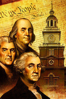 BUSTS OF PRESIDENTS JEFFERSON FRANKLIN WASHINGTON poster philadelphia 24X36