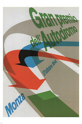 GRAND PRIX MONZA ITALY vintage travel poster MAX HUBER Italy 1948 24X36