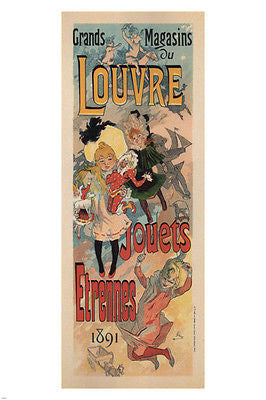 GRANDS MAGASINS DU LOUVRE vintage poster jules chéret FRANCE 1890 24X36 NEW