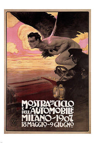 Mostra del ciclo e dell'auto VINTAGE POSTER L Metlicovitz ITALIE 1907 24X36