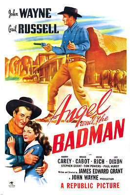 John Wayne ANGEL and the BADMAN movie poster gail RUSSELL western 24X36