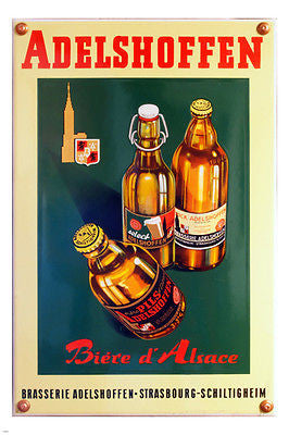 adelshoffen bière d'alsace VINTAGE BEER AD POSTER 24X36 LION CREST classy