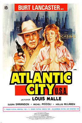 louis malle's ATLANTIC CITY move poster susan SARANDON burt LANCASTER 24X36