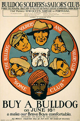 HISTORIC Bulldog Soldiers' & Sailors' Club PROPOGANDA POSTER 24X36 New
