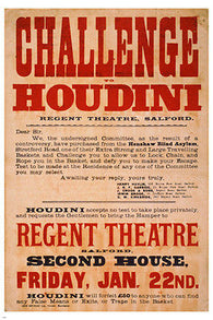 CHALLENGE TO HOUDINI vintage ad poster 24X36 CONTEST famous escape artist