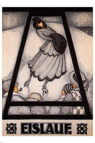 Davos Skating VINTAGE POSTER Burkhard Mangold Switzerland 1917 24X36 Rare