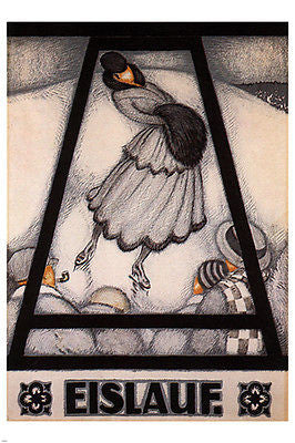 Davos Skating VINTAGE POSTER Burkhard Mangold Switzerland 1917 24X36 Rare