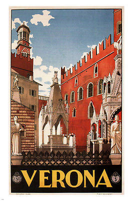 Verona VINTAGE TRAVEL POSTER Italy Poster1928 24X36 stunning HOT collectors