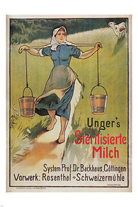 UNGER'S sterilized MILK vintage POSTER hermann BEHRENS germany 1896 24X36 NEW