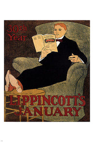 vintage mag poster LIPPINCOTT'S JANUARY by joseph j. GOULD JR. US 1896 RARE