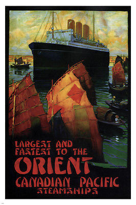 Largest and Fastest to the Orient VINTAGE AD POSTER 24x36 Canada 1924 boat
