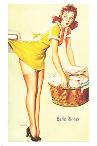 PIN-UP holding BASKET poster 24X36 cute REDHEAD caught from BEHIND sexy HOT