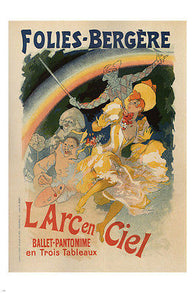 THE rainbow FOLIES bergere VINTAGE poster J chéret FRANCE1893 24X36 top GEM
