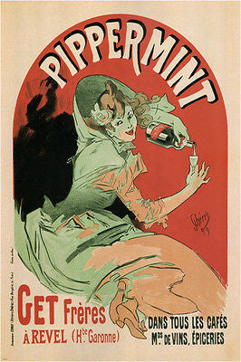 Pippermint Spirits vintage Ad Poster Get Bros. jules Chéret France 24X36 new