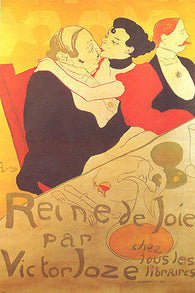 CLASSIC REINE DE JOIE 1892 FRENCH POSTER woman kissing man's nose 24X36