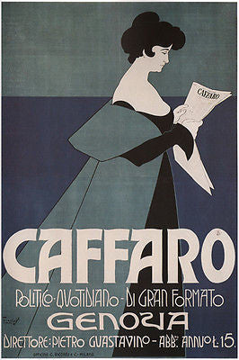 CAFFARO NEWSPAPER vintage AD poster franz LASKOFF italy 1901 24X36 QUALITY