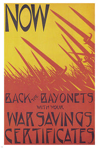 Now, back the bayonets VINTAGE WAR WW1 POSTER C R W Nevinson UK 1918 24X36