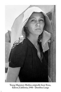DOROTHEA LANGE Young Migratory Mother 1940 PHOTO POSTER 24X36 Edison CA