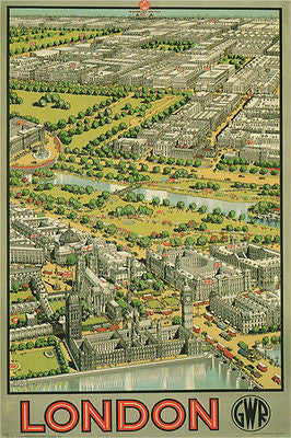 LONDON vintage TRAVEL POSTER ernest COFFIN uk 1936 24X36 RARE NEW collectors