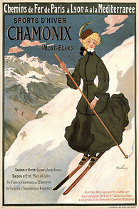 CHAMONIX vintage TRAVEL ad poster ABEL FAIVRE FRANCE 1905 24X36 WINTER SKI