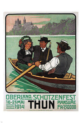 Oberländ SHOOTING FESTIVAL, TUNA vintage poster P Wyss Switzerland 24X36
