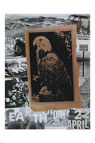 VINTAGE EARTH DAY POSTER United States 1970 24X36 Eagle B/W Sepia Unique