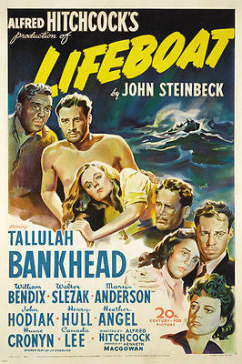 ALFRED HITCHCOCK'S Lifeboat Movie Poster Tallulah Bankhead SUSPENSE 24X36