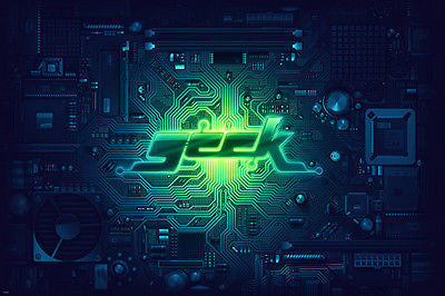 GEEK circuit board poster COOL SIMPLE design original typeface TECHY 24X36