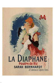 LA DIAPHANE vintage ad poster SARAH BERNHARDT rice powder FRANCE 1880 24X36