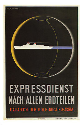express service on all continents poster lucio fontana italy 1935 24X36 new