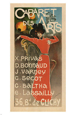 Cabaret of the Arts VINTAGE AD POSTER Charles Lucas France 1898 24x36 rare