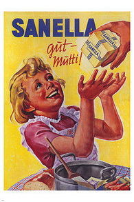 Sanella VINTAGE AD POSTER Germany 1950 24X36 retro design DAZZLING!