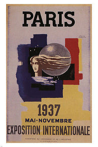 Paris International Exhibition VINTAGE POSTER Paul Colin France 1937 24X36