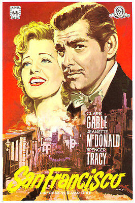 SAN FRANCISCO movie poster clark GABLE jeanette MACDONALD earthquake 24x36