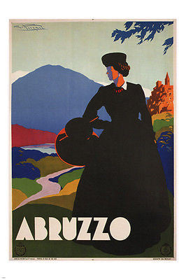 Abruzzo Giulio Ferrari Italy Poster1930 24X36 Old Fashioned Colorful Scenic