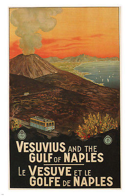 Vesuvius & the Gulf of Naples travel poster MARIO BORGONI italy 1925 24X36