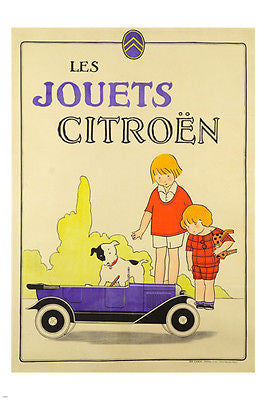 VINTAGE FRENCH CAR CO. TOYS ad poster 24X36 cute old fashioned prized