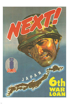 JAPAN NEXT 6TH WAR LOAN vintage poster 24X36 SOLDIER ww2 propaganda