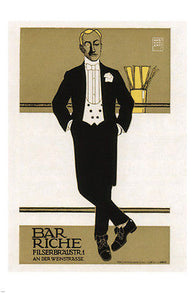 VINTAGE AD POSTER FOR A BAR Hans Rudi Erdt 1907 Germany 24X36 collectors