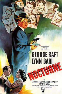 NOCTURNE movie poster FILM NOIR george RAFT lynn BARI compelling 24X36