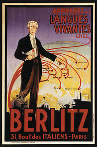 5 Werbeplakat BERLITZ CENTER vintage ad poster 24X35 Paris 1900 COLLECTORS