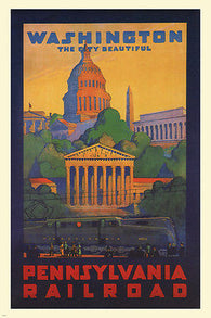 WASHINGTON PENNSYLVANIA RAILROAD vintage poster USA 1935 24X36 NEW HISTORIC